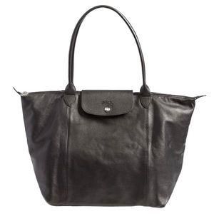 Longchamp Le Pliage Cuir Leather Tote black